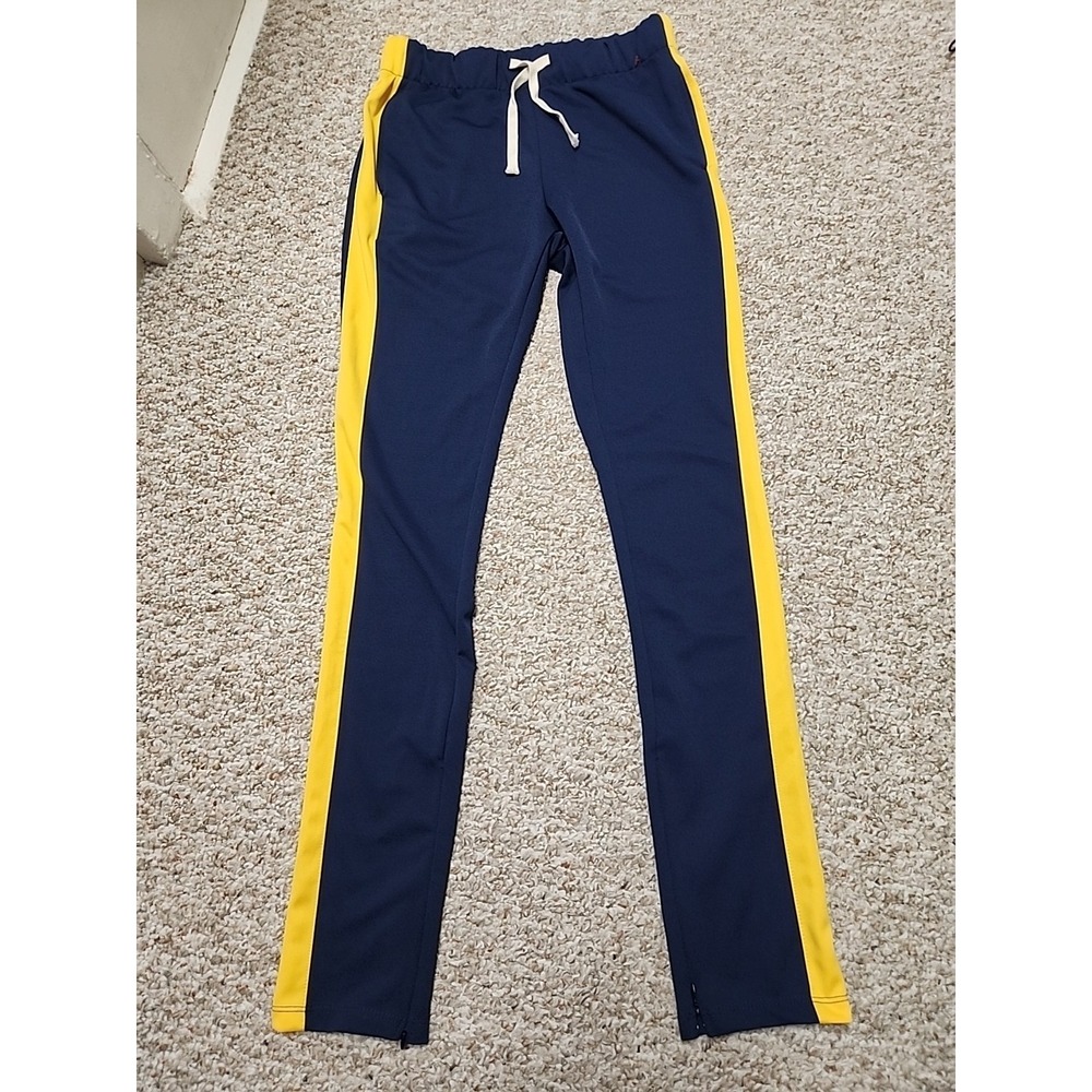 EPTM TECHNO TRACK PANTS Medium Navy/Yellow USA Ankle‎ Zip 30x33 Actual